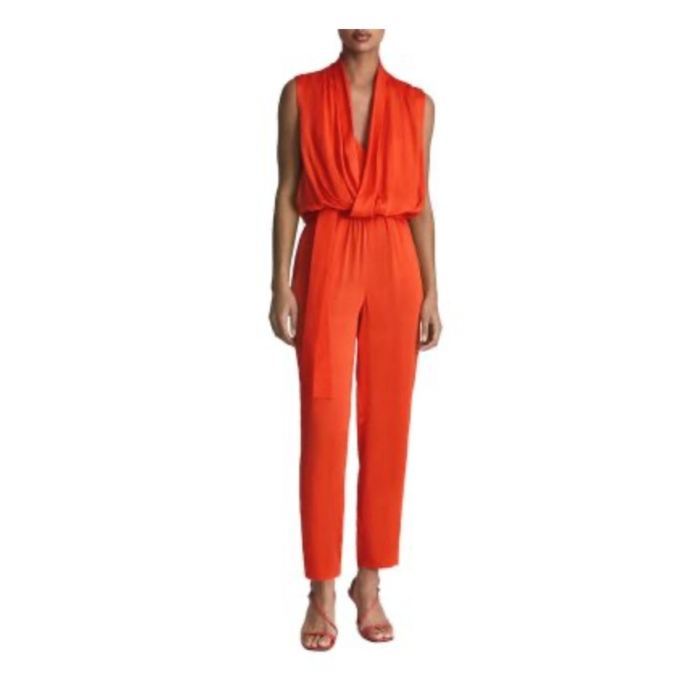 NEW Reiss Kali Drape One Piece Jumpsuit Orange‎  Size US 4